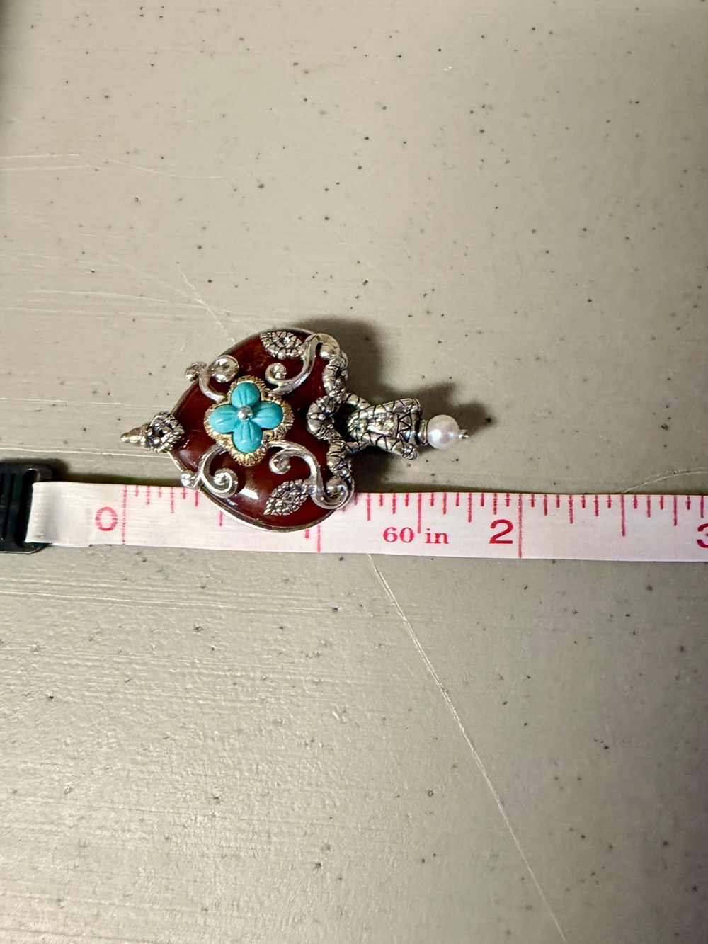 BARBARA BIXBY Sterling Silver 18K Yellow Gold Carnellian Turquoise Heart Pendant - Picture 13 of 13